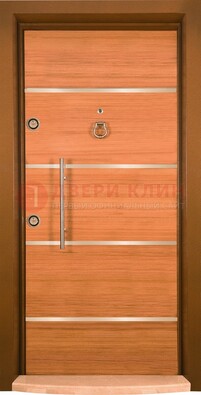 Коричневая входная дверь c МДФ панелью ЧД-11 в частный дом в Черноголовке