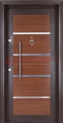 Коричневая входная дверь c МДФ панелью ЧД-27 в частный дом в Черноголовке