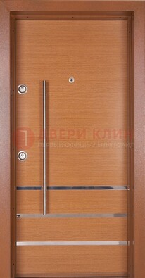 Коричневая входная дверь c МДФ панелью ЧД-31 в частный дом в Черноголовке