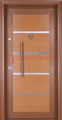 Коричневая входная дверь c МДФ панелью ЧД-33 в частный дом в Черноголовке
