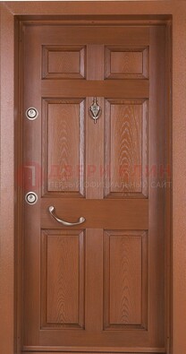 Коричневая входная дверь c МДФ панелью ЧД-34 в частный дом в Черноголовке