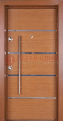 Коричневая входная дверь c МДФ панелью ЧД-35 в частный дом в Черноголовке