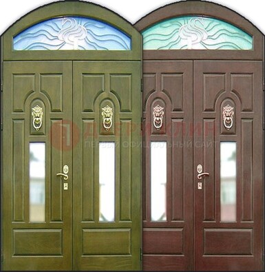 Стальная арочная дверь со стеклом ДА-17 для монолитного дома в Черноголовке