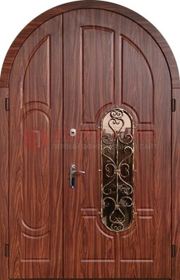 Арочная двухстворчатая стальная дверь Винорит ДА-54 в Черноголовке
