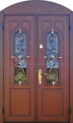 Двухстворчатая стальная дверь Винорит в форме арки ДА-55 в Черноголовке