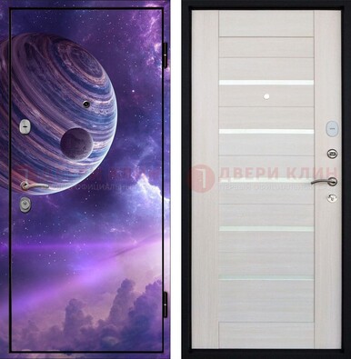 Стальная дверь с фотопечатью планеты ДФ-19 в Черноголовке