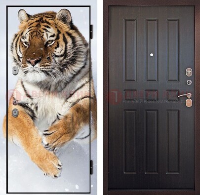 Металлическая дверь с фотопечатью тигра ДФ-1 в Черноголовке