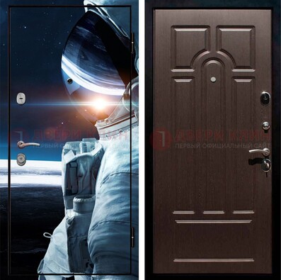 Стальная дверь с фотопечатью космонавта ДФ-4 в Черноголовке