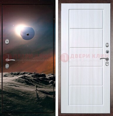 Стальная дверь с фотопечатью планет ДФ-8 в Черноголовке