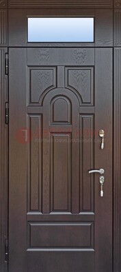 Железная дверь с фрамугой в коричневом цвете ДФГ-22 в Черноголовке