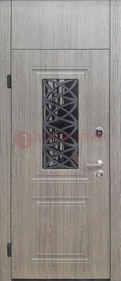 Металлическая дверь Винорит стекло и ковка с фрамугой ДФГ-33 в Черноголовке