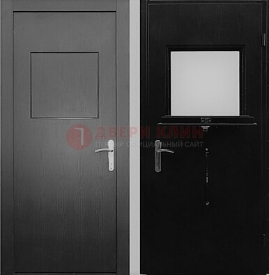 Черная стальная дверь в кассу ламинат внутри ДКС-3 в Черноголовке