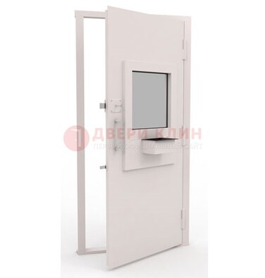 Белая металлическая дверь в кассу с нитроэмалью ДКС-4 в Черноголовке