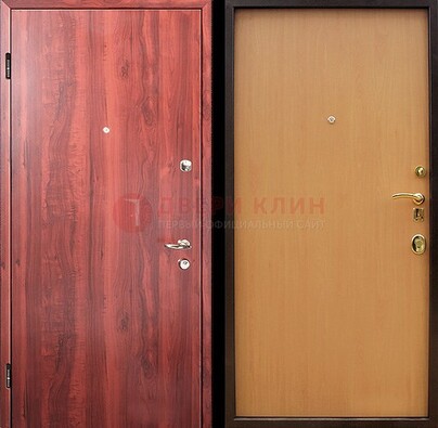 Красная железная дверь с ламинатом ДЛ-3 в Черноголовке