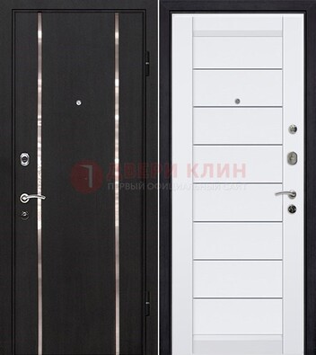 Черная входная дверь с МДФ и декоративными вставками ДМ-143 в Черноголовке