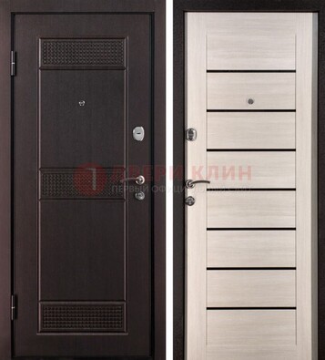 Темная стальная дверь с МДФ ДМ-147 для улицы в Черноголовке