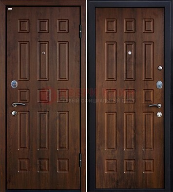 Коричневая металлическая дверь с МДФ ДМ-156 для квартиры в Черноголовке