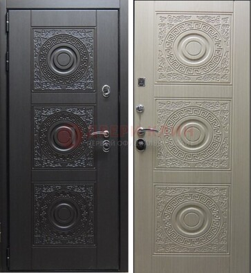 Темная стальная дверь с МДФ ДМ-161 для коттеджа в Черноголовке