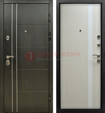 Морозостойкая темная металлическая дверь с МДФ ДМ-164 в Черноголовке