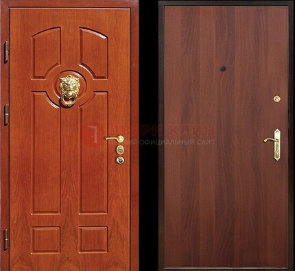 Оранжевая стальная дверь с МДФ ламинат внутри ДМ-18 в квартиру в Черноголовке