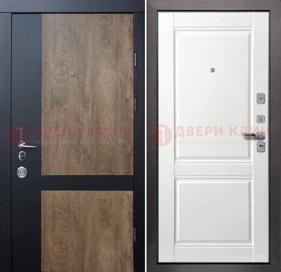 Черно-коричневая входная дверь с терморазрывом и МДФ ДМ-192 в Черноголовке