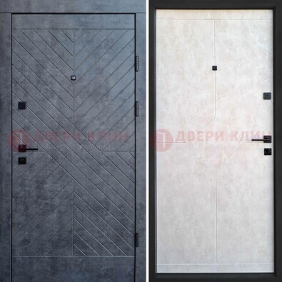Серая железная дверь с филенчатой МДФ ДМ-217 в Черноголовке