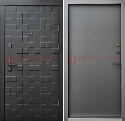 Темная стальная филенчатая дверь с МДФ ДМ-221 в Черноголовке