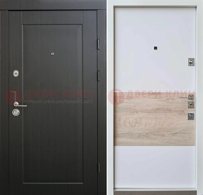 Черная металлическая дверь с белой МДФ внутри ДМ-230 в Черноголовке