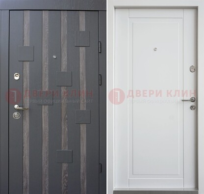 Темная металлическая дверь c белом МДФ внутри ДМ-231 в Черноголовке