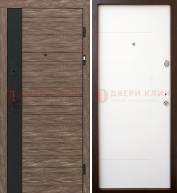 Коричневая входная дверь с черной вставкой МДФ ДМ-239 в Черноголовке