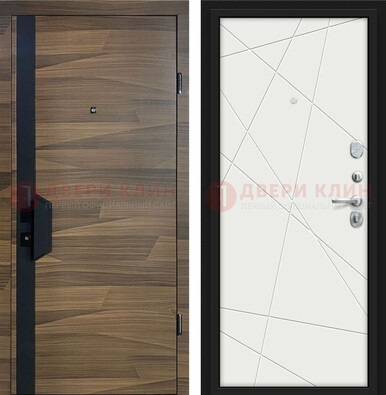 Стальная коричневая дверь МДФ c черной вставкой ДМ-267 в Черноголовке