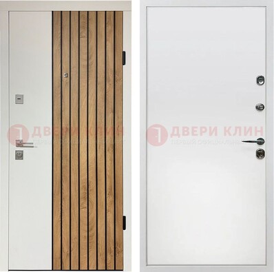 Белая с коричневой вставкой филенчатая дверь МДФ ДМ-278 в Черноголовке