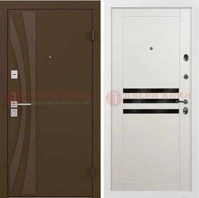 Стальная коричневая дверь с МДФ панелями ДМ-293 в Черноголовке