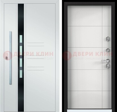 Металлическая дверь в белом цвете с МДФ ДМ-323 в Черноголовке