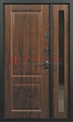Темная железная дверь с панелью МДФ с зеркалом ДМ-338 в Черноголовке