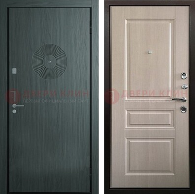 Темная железная дверь с МДФ панелями в квартиру ДМ-389 в Черноголовке