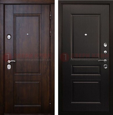 Классическая железная дверь с темными МДФ панелями ДМ-390 в Черноголовке
