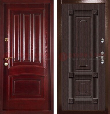 Красная стальная дверь с филенчатой МДФ ДМ-398 в Черноголовке
