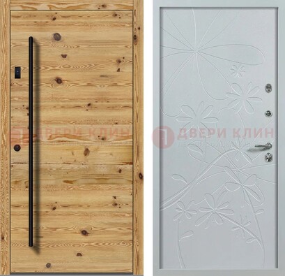 Металлическая дверь с МДФ в светлом цвете ДМ-412 в Черноголовке