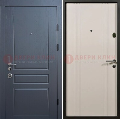 Темно-серая стальная дверь с МДФ хайтек ДМ-481 в Черноголовке