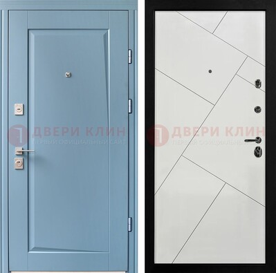 Синяя железная дверь с МДФ панелями ДМ-491 в Черноголовке