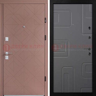 Красная стальная дверь в квартиру с МДФ хайтек ДМ-493 в Черноголовке