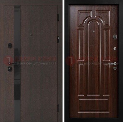 Темная входная дверь с МДФ панелями в квартиру ДМ-499 в Черноголовке