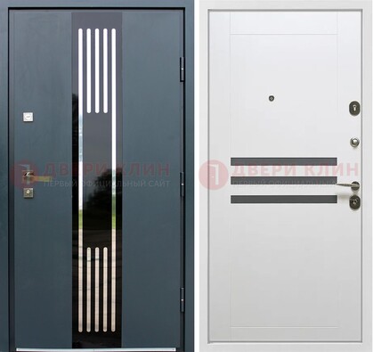 Темная квартирная дверь с разными МДФ ДМ-504 в Черноголовке