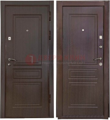 Антивандальная коричневая железная дверь с МДФ ДМ-61 в Черноголовке