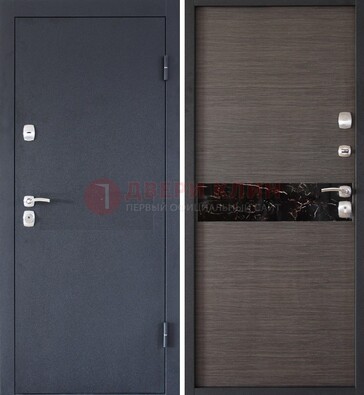 Черная железная дверь с порошковым напылением МДФ внутри ДП-114 в Черноголовке