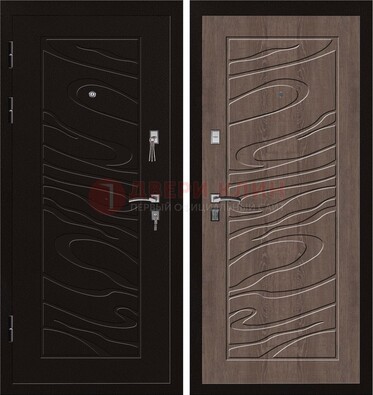 Темная железная дверь с порошковым окрасом ДП-127 в Черноголовке