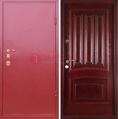 Красная металлическая дверь с порошковым напылением ДП-165 в Черноголовке
