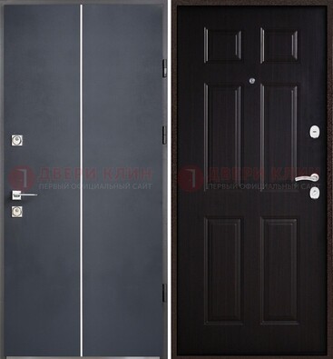 Железная дверь с порошковым покрытием и отделкой Темный орех внутри ДП-211 в Черноголовке