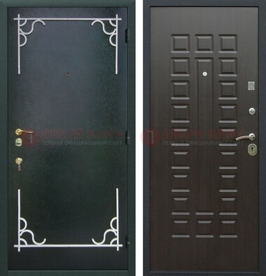 Темная входная дверь с порошковым покрытием и МДФ венге ДП-223 в Черноголовке